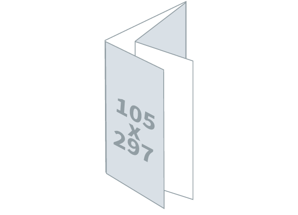 Zloženka 1/4 A3 - Standard: 414x297 / 105x297 mm - Parallel zgib (D2)