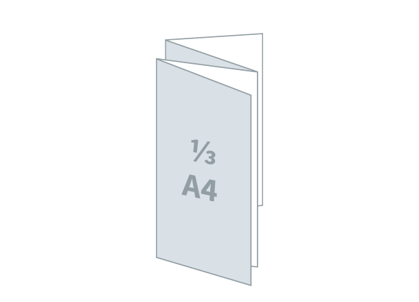 Zloženka 4 x 1/3 A4 - Standard: 400x210 / 100x210 mm - W zgib (D3)